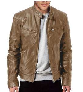 Chaqueta de Cuero Sintético para Hombre, Diseño 2025, Estilo Motero, Ajustada, Transpirable, con Cierre, de Alta Calidad - Product Image 2