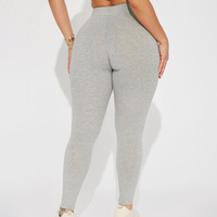 Pantalones Deportivos de Cintura Alta Color Gris Claro para Mujer, de Algodón y Elastano, Elásticos en Cuatro Direcciones, Transpirables, de Secado Rápido, para Yoga, Gimnasio y Uso Diario
