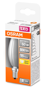 Lampada a Candela LED in Cristallo Opaco E14 6W 2700K 806Lm (Osram 4058075435513) - Product Image 2