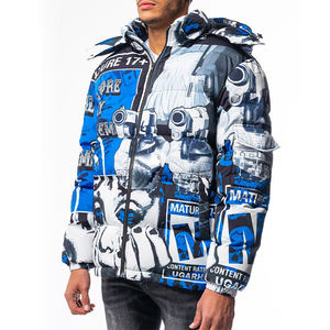 Veste matelassée longue en toile fine pour homme, de haute qualité, réfléchissante, col rabattu, imperméable, avec capuche, réversible - Product Image 3