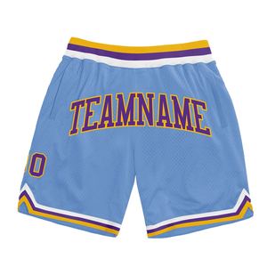 Industrie Direct Engro Sportswear Short de basket-ball personnalisé bleu clair violet-or authentique Short de basket-ball rétro - Product Image 1