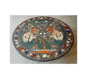 Beau dessus de table d'incrustation de marbre vert fait à la main avec des articles faits à la main emballage d'exportation indien de fabrication but de restaurant - Product Image 1