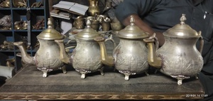 Custom Made Hand Carved Nickel <b>Silver</b>-Plated Kettle Feng Shui Modern Moroccan Tea Pot for Home Restaurant Resale Home Decor - Product Image 5