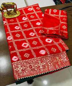 Sari de flores de organza para mujer para fiestas de boda Material elegante de seda y rayón Ropa de boda y fiesta - Product Image 3