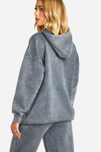 Sweats à capuche gris surdimensionnés délavés à l'acide et pantalons à jambes larges pour femmes ensemble de survêtement confortable tenue de détente élégante vêtements de loisirs - Product Image 6