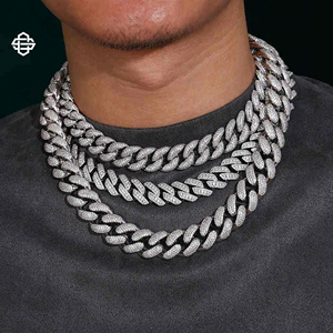 Luxe glacé cubain lien chaîne collier Hip Hop Moissanite tour de cou hommes Bling rappeur bijoux jaune or cadeau mode Streetwear - Product Image 4