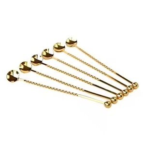 Ensemble classique de 5 cuillères à cocktail plaquées or Agitateurs de bar en acier inoxydable de qualité supérieure pour un usage domestique - Product Image 6