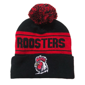 Best Embroidered Beanie Hat Black Red Cuffed Unisex Adult <b>Winter</b> <b>Cap</b> Casual Style 100% Acrylic Knitted Pom Pom Top - Product Image 2
