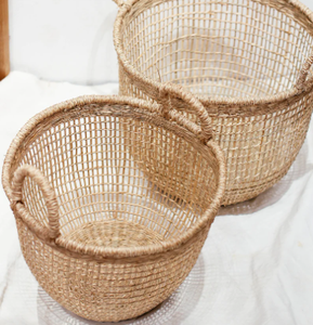 Panier de rangement Vintage de haute qualité, panier tissé, support de décoration naturelle, boho - Product Image 1