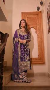 Dernier modèle de costume indien pour femmes, tenue de fête, salwar kameez en georgette avec travail de sequins lourd, prêt à porter, tenue de mariage pour invité - Product Image 4