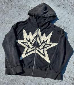 Sudadera con Capucha de Invierno de Alta Calidad, 500GSM, 100% Algodón, con Cierre, Lavado Vintage, Parches Personalizados, Estilo Urbano Desgastado - Product Image 1