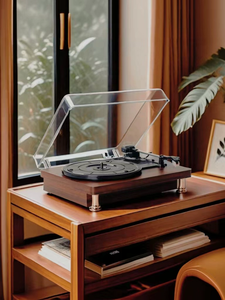 공장 공급 3단 속도 비닐 턴테이블 플레이어 빈티지 우드 스테레오 스피커 포함, 고품질 레코드 플레이어 가정용 음악 - Product Image 5