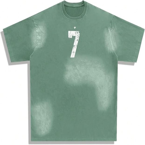 Las camisetas de manga corta desteñidas de gran tamaño para hombre más vendidas 100% algodón estambre letra gráfica Camisetas cuello redondo Casuales - Product Image 5