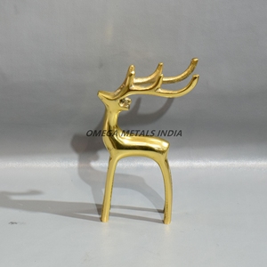 Fabricante de estatuilla de reno de Navidad de oro con diseño minimalista elegante y astas elegantes para decoración festiva de lujo - Product Image 1