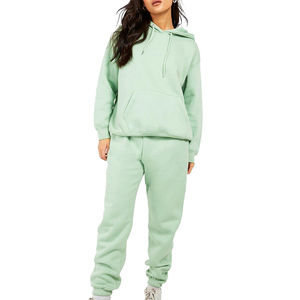 Ensemble de survêtement deux pièces en molleton français personnalisé pour femmes, ensemble de pantalon de survêtement et de sweat-shirt respirant personnalisé pour femmes - Product Image 1