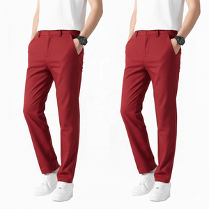 Pantalón de Traje Casual para Hombre, Teñido, de Sarga, Peso Medio, Ecológico y Transpirable, con Cierre de Cremallera, en Materiales de Spandex/Poliéster - Product Image 3