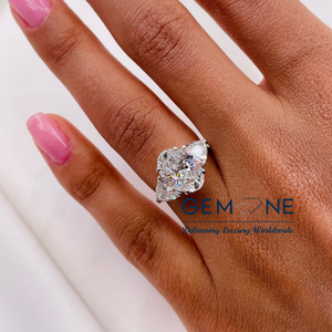 Anillo de compromiso de 3 piedras de diamante cultivado en laboratorio de forma ovalada Total de 5,00 quilates, anillo de propuesta de oro blanco de 14K, certificado IGI, oro puro de 14K - Product Image 4
