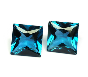 Piedra preciosa de Topacio Azul Londres genuina, forma cuadrada de 8mm, piedra de Topacio Azul Londres profunda preciosa suelta a precio mayorista - Product Image 4