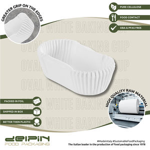 Papier sulfurisé personnalisable fabriqué en Italie, gobelet de cuisson blanc ovale jetable, doublures de cupcakes, étuis à muffins, tailles différentes - Product Image 3