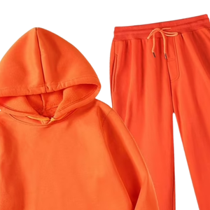 <b>Orange</b> <b>Hoodie</b> With Matching Jogger Tracksuit Casual Two Piece Set Women Streetwear Comfortable Cotton Blend Winter Outfit OEM - Product Image 3