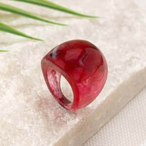 Ensemble de bagues en résine épaisse et audacieuse, modèle ange, anneaux de doigt en acrylique, bijoux de mode pour femmes, couleurs mélangées, légers et brillants - Product Image 3