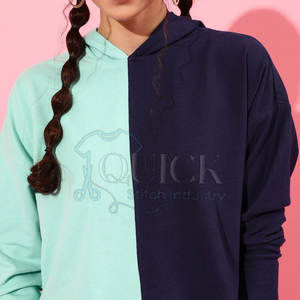 Para la venta en línea de la mejor calidad 100% algodón sólido Casual Tejido ligero mujeres sudaderas con capucha conjunto corto - Product Image 5