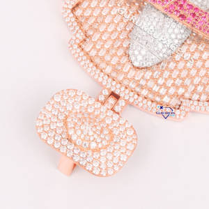 Pendentif en diamant cultivé en laboratoire en or rose 14 carats Bling complet Pave VVS Clarity Jewelry Trending Fine Necklaces - Product Image 3