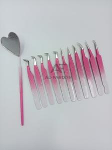 ชุดแหนบต่อขนตาจับเพชรสองสีชุดเต็มรูปหัวใจที่จับกระจกสีชมพูสีขาว - Product Image 2