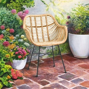 Belle chaise en rotin naturel intérieur/extérieur durable ensembles de jardin confortables pour salon salle à manger hôtel chambre parc Villa - Product Image 1