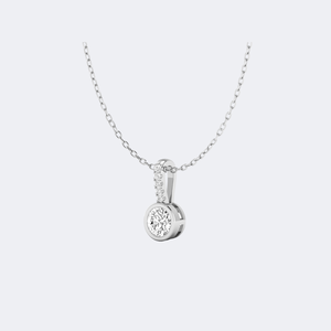 Collier pendentif solitaire serti de diamants ronds de 0,65 carat, or 14 carats, diamants de laboratoire couleur D, pureté VVS, bijoux minimalistes pour femmes - Product Image 2