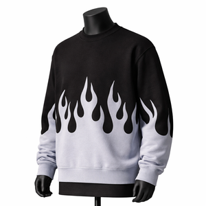 Sudadera Personalizada para Hombre con Estampado de Llamas, Sudadera Informal de Algodón y Felpa, Estilo Urbano, OEM ODM - Product Image 2