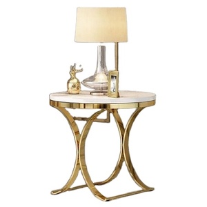 หินอ่อนและโลหะทองรอบเฟอร์นิเจอร์ศูนย์ชาโต๊ะกาแฟเฟอร์นิเจอร์ตกแต่งบ้านโรงแรมห้องนั่งเล่นตาราง - Product Image 4