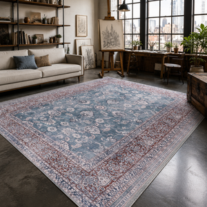 Netline Home Linked Patina <b>Navy</b> <b>Blue</b> Vintage Washable <b>Rug</b> - Product Image 6