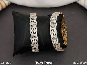 เครื่องประดับเพชรแบบอเมริกันมีสไตล์ทูโทนสีทาทาทาทาทาทาทาทาทาทาทาทากำไล2ชิ้นเครื่องประดับดีไซน์หรูหราสำหรับผู้หญิงและงานแต่งงาน - Product Image 5