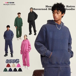 Pulls unisexes en gros de haute qualité 100% coton polaire hommes Vintage sweat à capuche uni lavé à l'acide sweat à capuche personnalisé vierge pour hommes - Product Image 1