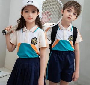 Personalización de fábrica Niños Uniforme de escuela primaria Escuela de verano Polo Camisa Traje de entrenamiento deportivo Chándal al por mayor - Product Image 2