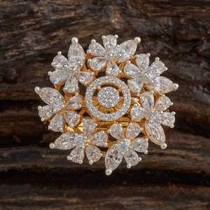 Bague ajustable en acier inoxydable plaqué or 18 carats et alliage, motif géométrique en grappe, pour fête 182443 - Product Image 1