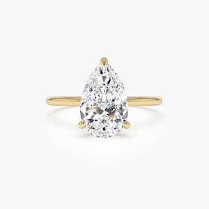 Anillo de Compromiso con Diamante Cultivado en Laboratorio en Forma de Pera con Halo Oculto, 2.10 Ct E-F VS, Oro de 14K, Joyería Fina para Uso Diario, Regalo - Product Image 2