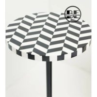 Table d'appoint en bois et résine incrustée, noir et ivoire, mobilier moderne, décoration, revêtement noir, fabricant fournisseur
