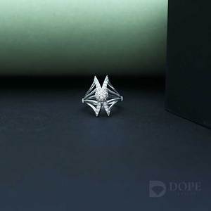 Magnifique bague de fiançailles en moissanite unisexe Sparkle Band Double Row Delight Glamour Gleam en acier inoxydable - Product Image 2