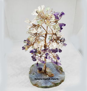 Árbol de piedras preciosas mixtas de ágata con base de posavasos de ágata natural para árboles de piedra curativa para regalo de negocios comprar de cristal Amayra - Product Image 6