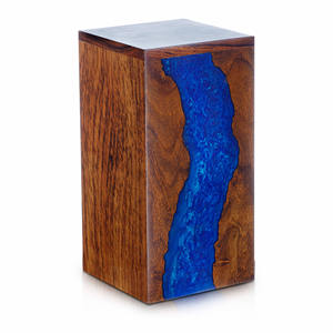 Cremation Urn for Human Ashes & Burial Urns Epoxy & Resin Wood - Female/Male River Blue - Adult 220 Cubic Inch Vintage Urn <b>Box</b> - Product Image 4