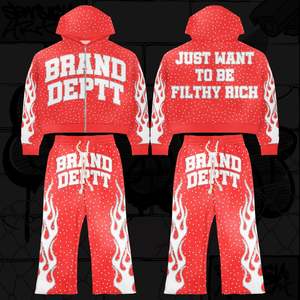 Survêtement en strass pantalon de survêtement évasé empilé et ensemble de sweat à capuche imprimé bouffant lavé à l'acide survêtement en détresse survêtement de marque personnalisé - Product Image 6