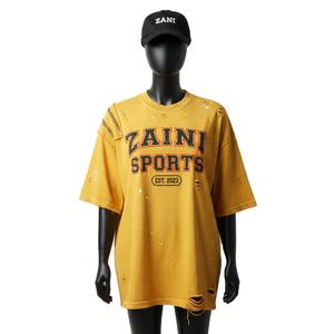 Camiseta Oversize para Mujer, Algodón Jersey Grueso de 220 GSM, Tejido Transpirable, Tono Mostaza Vintage, Borde Crudo Desgastado - Product Image 1