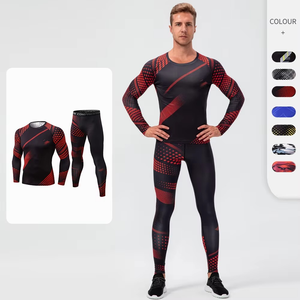 Ensemble de survêtement de sport à manches longues, 2 pièces, pour le basket-ball, le football, l'entraînement, taille élastique, compression, tenue de sport, sous-vêtement de base - Product Image 4