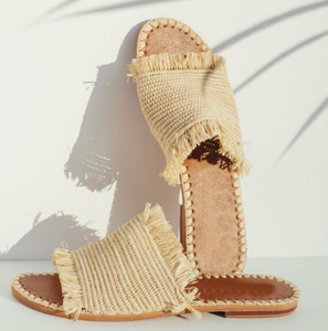 รองเท้าแตะ Raffia แบน, รองเท้าแตะ Raffia, รองเท้าแฮนด์เมด, รองเท้าปาล์มชนิดหนึ่ง, รองเท้าแตะฤดูร้อน, รองเท้าฤดูร้อนของผู้หญิง, รองเท้าชายหาด, รองเท้าแตะโมร็อกโก - Product Image 4