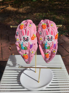 Serre-tête rembourré en tissu perlé de haute qualité, thème lapin de Pâques, accessoires de printemps festifs pour femmes et filles, boutique - Product Image 5