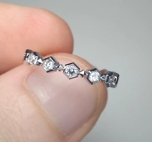 E Color Hexagonal Cut Lab Grown Diamonds <b>Ring</b> Beautiful 925 Sterling Silver Wedding <b>Ring</b> VVS Excellent Cut for <b>Men</b> Women - Product Image 2