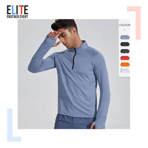 Custom LOGO Half <b>Zip</b> Sport Wear Hoodies Men Gym Pullover Quick Dry-fit Full Long Sleeve Workout Sport Running <b>Shirt</b> for Men - Product Image 2