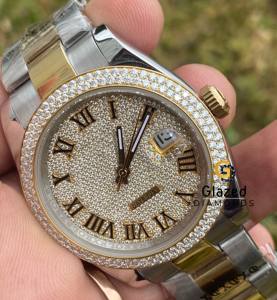 Montre-bracelet Hip Hop bicolore pour homme rehaussée de diamants Moissanite ronds et brillants Vvs Clarity - Product Image 3